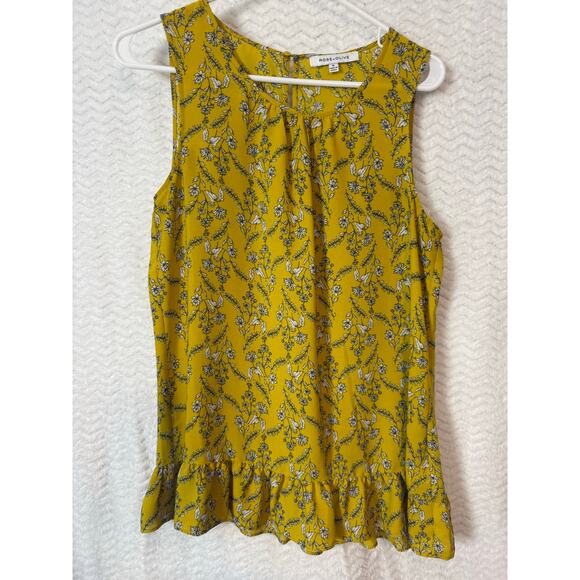 BN #9 Rose & Olive Sleeveless Floral Ruffle Hem Blouse – Size M - Picture 5 of 6